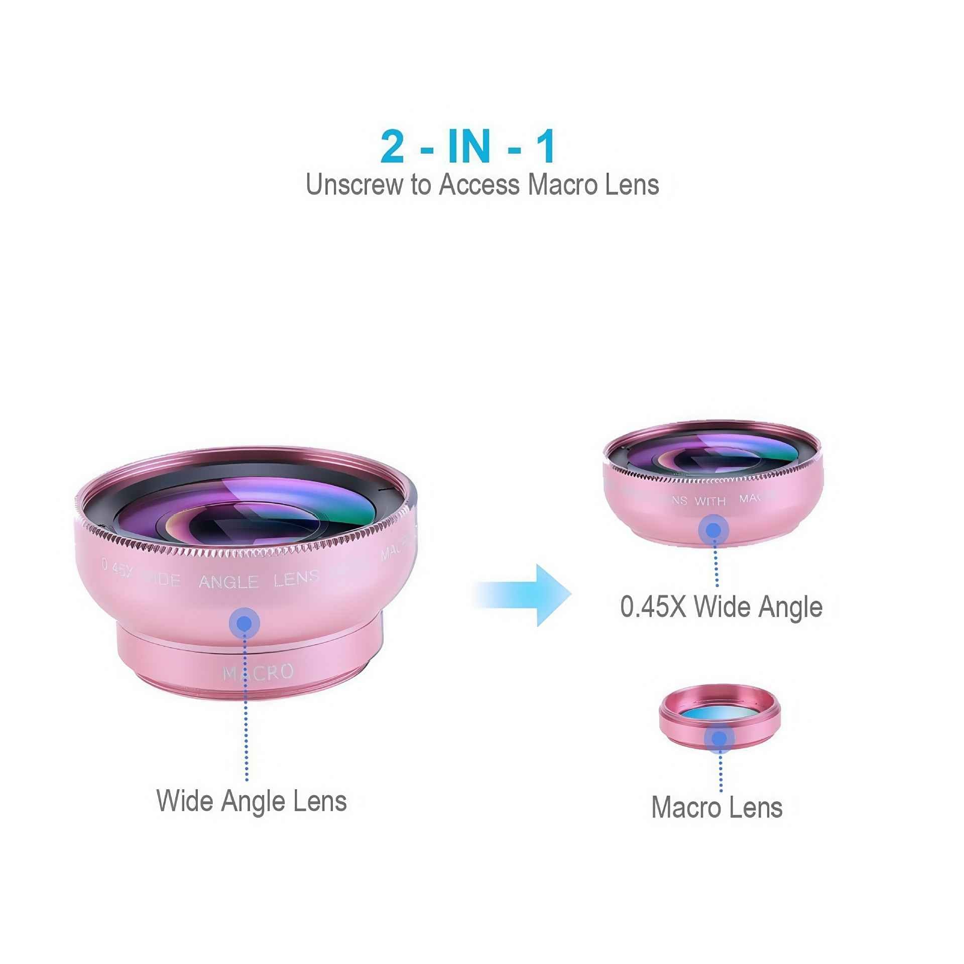 0.45X Ultra Wide Angle + Macro Lens for Mobile Phones | Universal Clip-On HD Camera Lens | External Smartphone Camera Accessory
