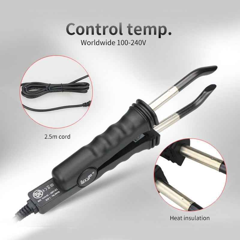Hair Extension Iron with Teflon Heating - No Leaks - Thermostatic Hair Extension Pliers 618 - EU Plug