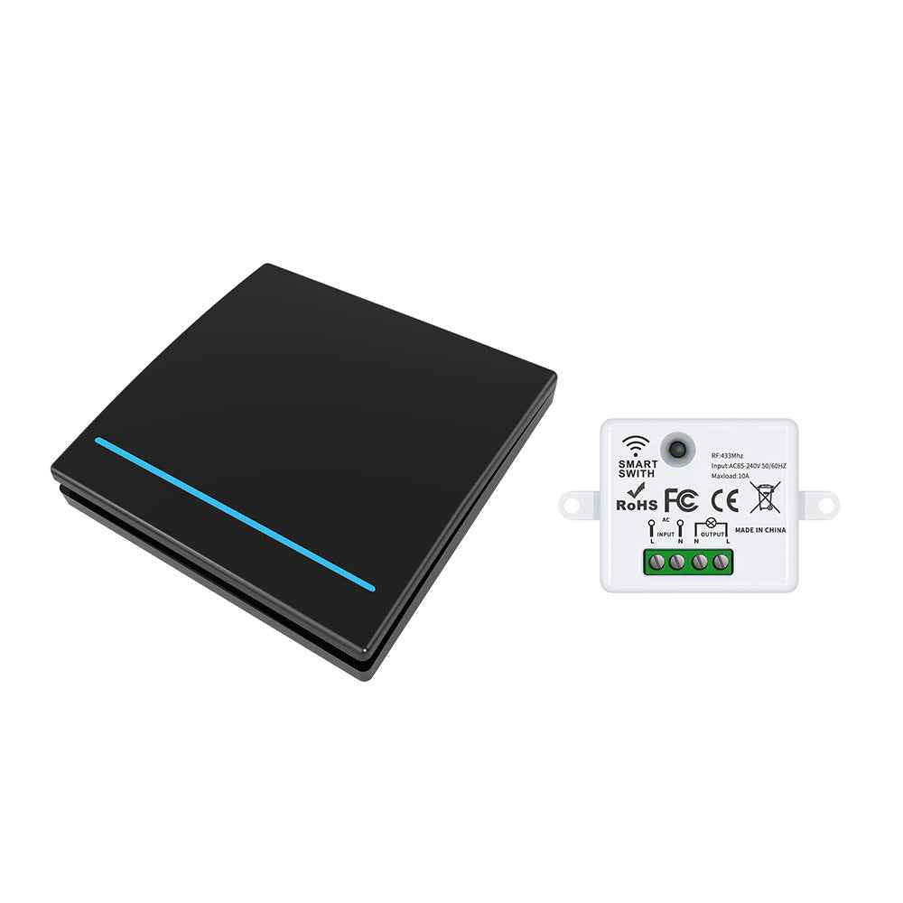 RF433 Wireless Remote Control Switch Model 86, 433MHz Smart Wall Light Switch with Remote Control - Single Control