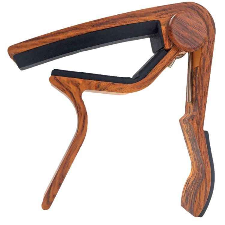 Folk Guitar & Ukulele Capo Set – Wood Grain Metal Capo with 5 Celluloid Guitar Picks