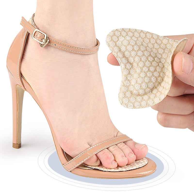 1 Pair of Five-Toe Forefoot Half Pad for High Heels – Soft Self-Adhesive Honeycomb Anti-Slip Shock-Absorbing Insole - Black