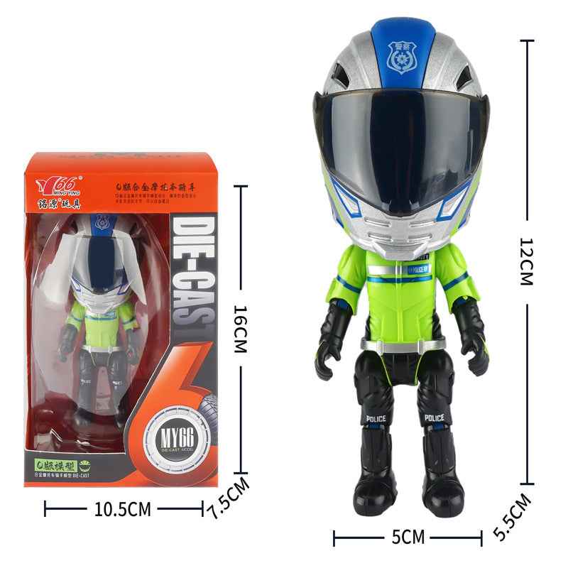 Simulation motorcycle rider alloy transforming doll helmet figure desktop ornament model children's gift for boys