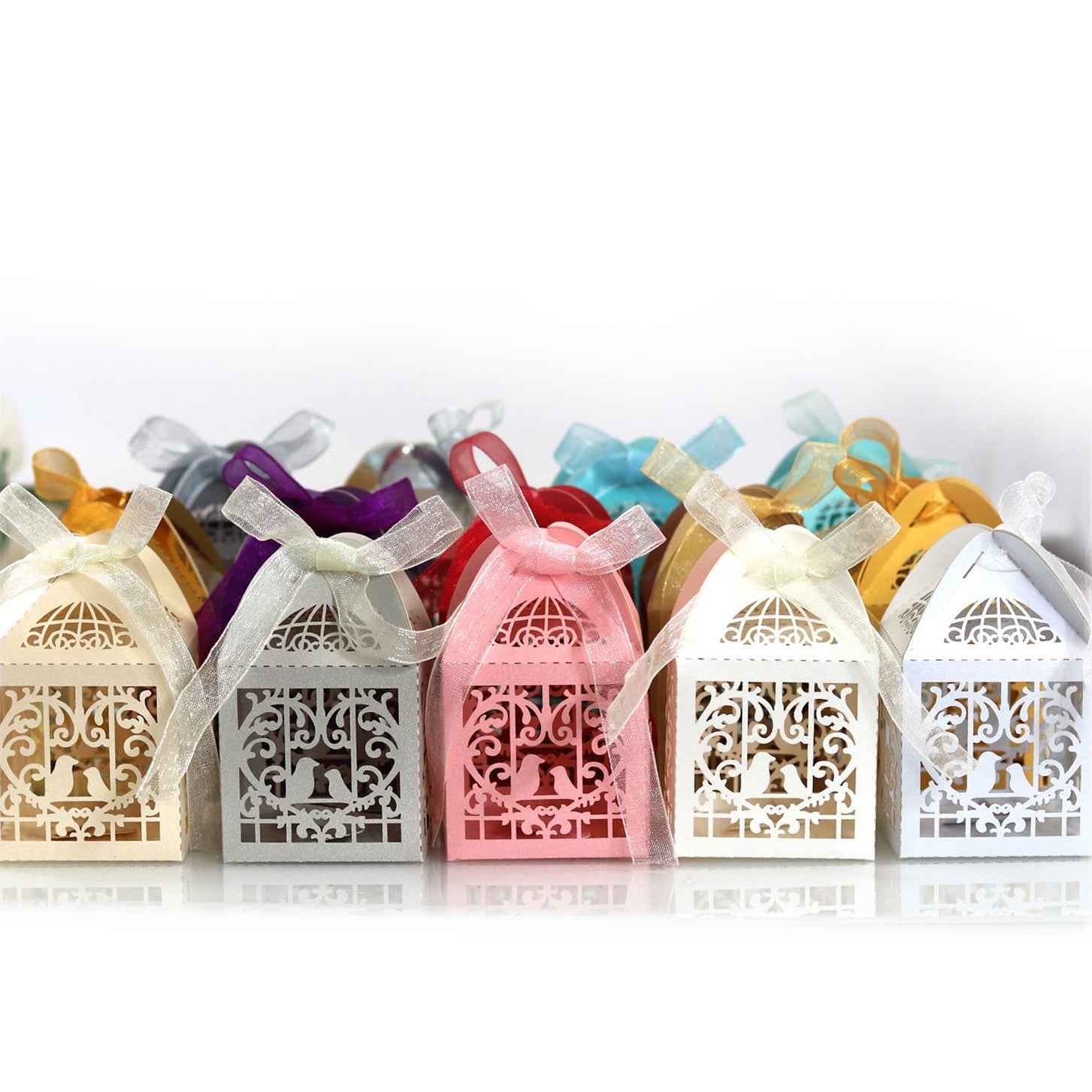 50Pcs Wedding Gift Boxes, Lovebird Candy Boxes, Valentine's Day Chocolate Gift Boxes, Romantic Favor Boxes for Wedding, Engagement, Anniversary, Bridal Shower & Party Treat Packaging - Khaki