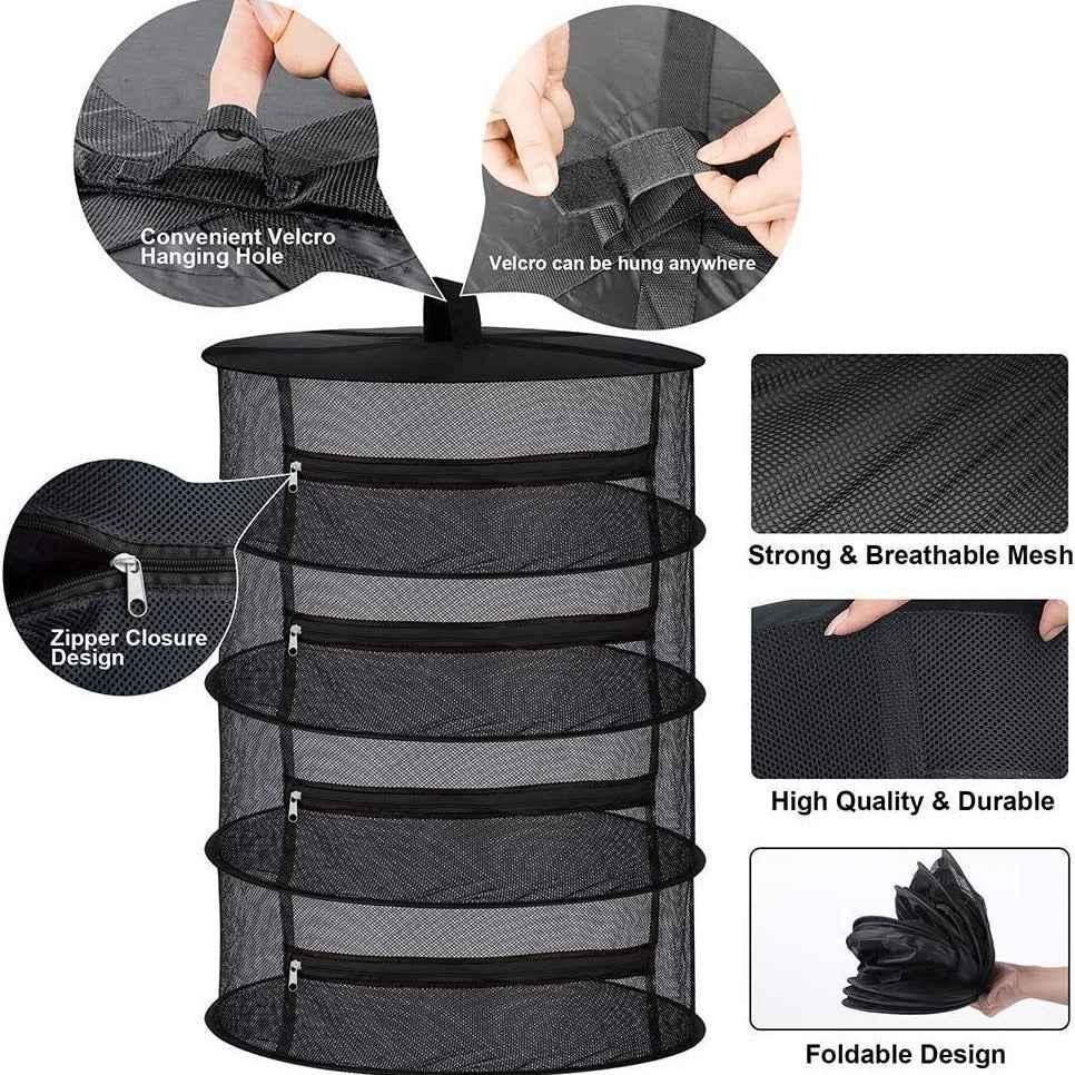 2-Layer Plant Drying Net 60cm – Hanging Herb Drying Rack Mesh Dryer for Flowers, Herbs, Fruits and Vegetables