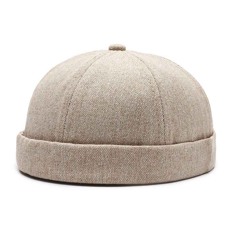 2x Retro Casual Docker Hat SkullCap Beanie Brimless Landlord Hat Yellow+Brown