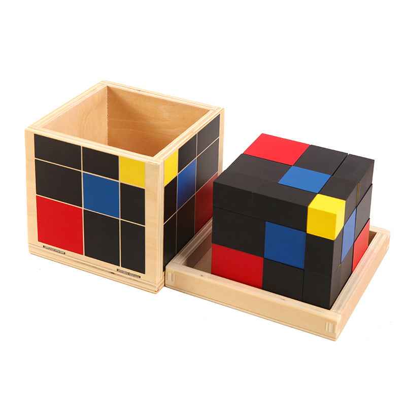 Montessori Trinomial Cube – Early Learning Sensory Math Building Block Educational Toy