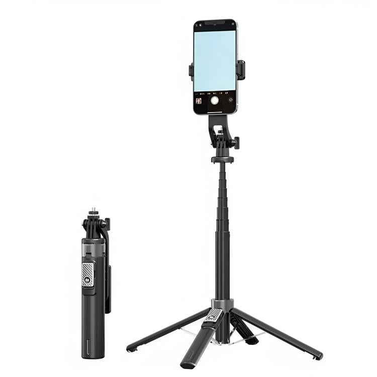 P135 Portable Extendable Selfie Stick Phone Holder Tripod with Remote Control(Black)