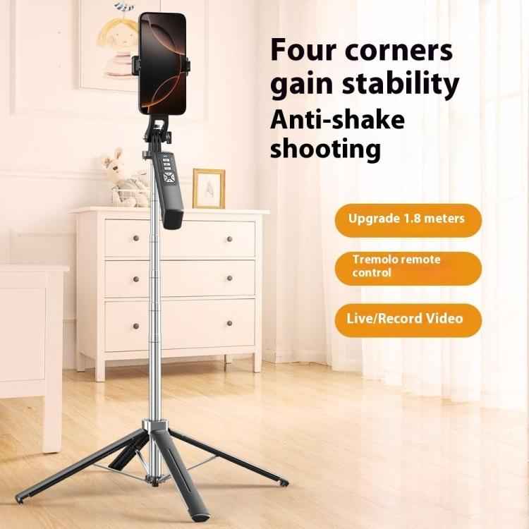 P18 Portable Travel Selfie Stick Retractable Anti-Shake Gimbal Phone Holder(Black)
