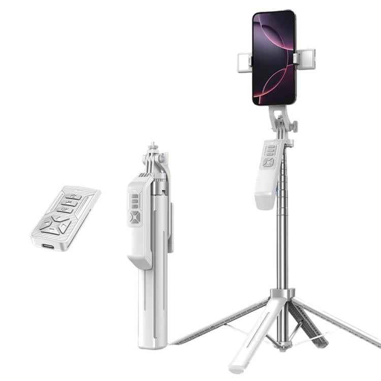 P18TK Anti-Shake Handheld Stabilizer 1.8m Extendable 4-leg Tripod Bluetooth Selfie Stick(White)