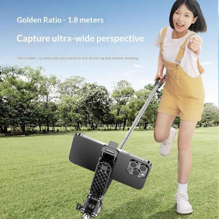 P18TK Anti-Shake Handheld Stabilizer 1.8m Extendable 4-leg Tripod Bluetooth Selfie Stick(Black)