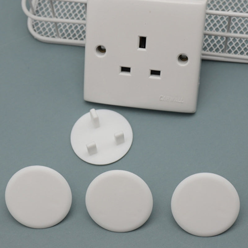 UK 3-Hole Baby Socket Protection Cover, Style: Round Thin White