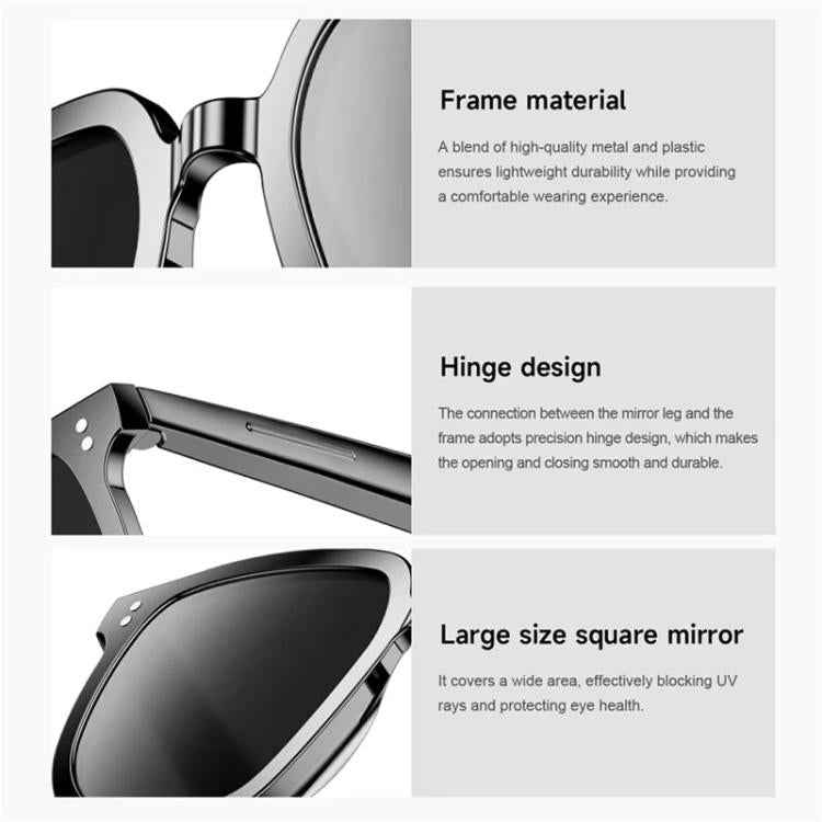 V1 Pro Smart Glasses Support Bluetooth Calling/Music Control/Camera Remote/Voice Assistant, 2×150mAh Battery For Work & Travel(Black)