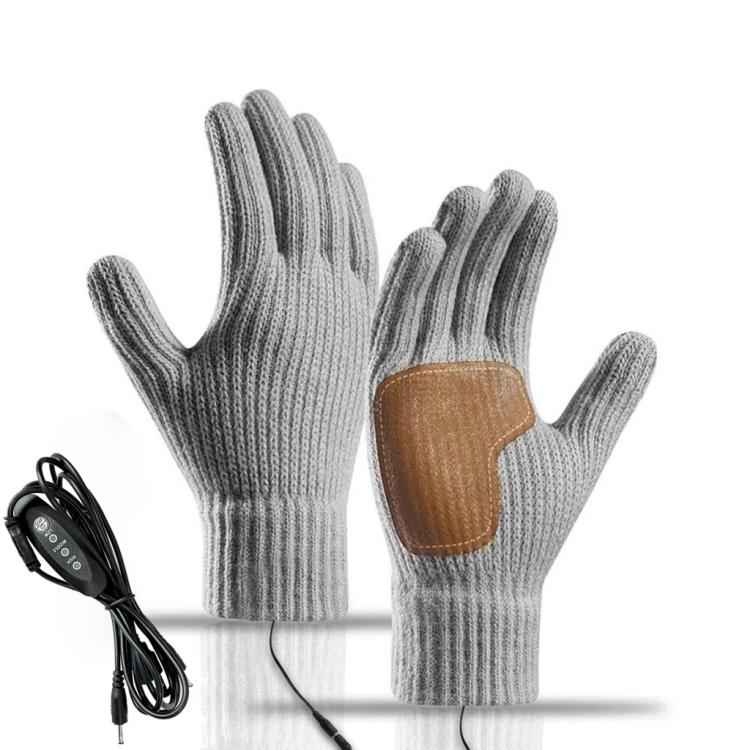 Full-Finger Heated Gloves Touchscreen-Compatible, Non-Slip Thermal Gloves for Men Women, Spec: 3-Level Adjustable Temperature Gray(Free Size)