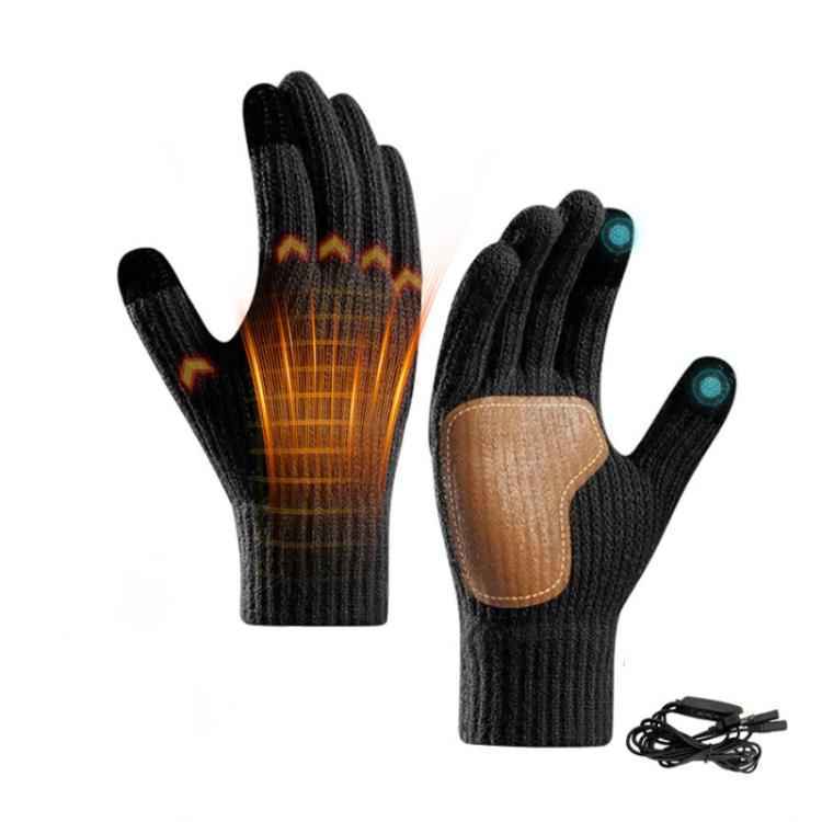 Full-Finger Heated Gloves Touchscreen-Compatible, Non-Slip Thermal Gloves for Men Women, Spec: 3-Level Adjustable Temperature Gray(Free Size)