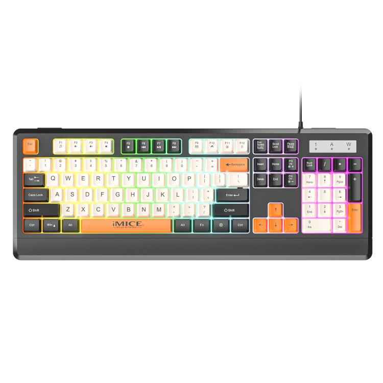 iMICE AK-100 Wired USB Rainbow Backlit Color Block Keycap Keyboard(Black)