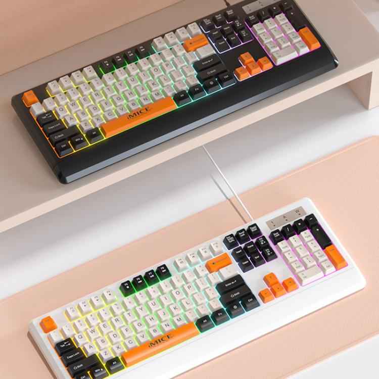 iMICE AK-100 Wired USB Rainbow Backlit Color Block Keycap Keyboard(Black)