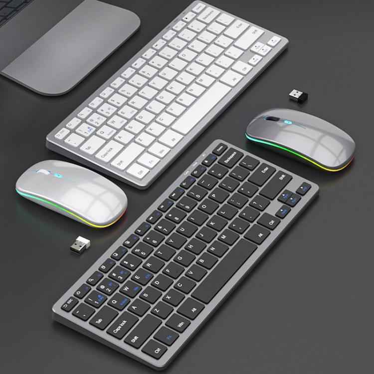 iMICE WK-102 Type-C Rechargeable Dual-Mode Wireless Keyboard and Mouse Set(Silver Black)