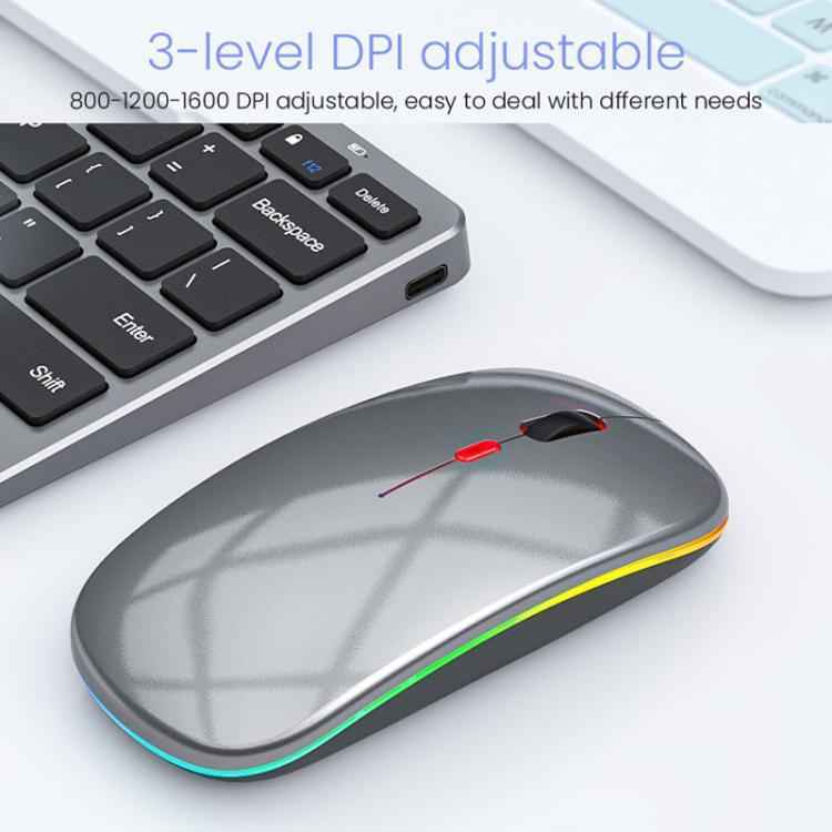 iMICE WK-102 Type-C Rechargeable Dual-Mode Wireless Keyboard and Mouse Set(Silver Black)