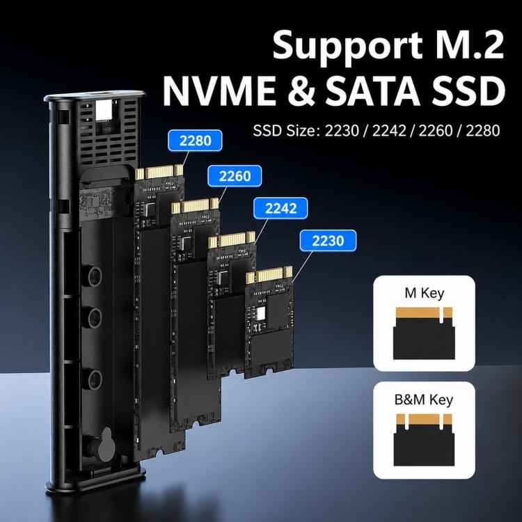 Blueendless 2821N M.2 NVME SSD Enclosure 10Gbps Aluminum USB-C 3.2 Solid State Drives, Supports Max 8TB