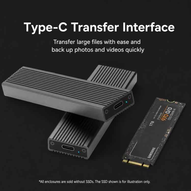 Blueendless 2806N M.2 NVMe SSD Enclosure 10Gbps Aluminum External Solid State Drive Case With USB-C To USB-C & USB-C To USB-A Cable