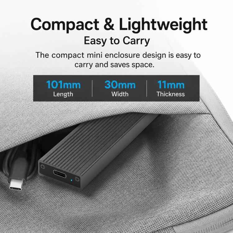 Blueendless 2806N M.2 NVMe SSD Enclosure 10Gbps Aluminum External Solid State Drive Case With USB-C To USB-C & USB-C To USB-A Cable