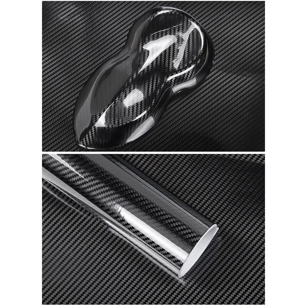 5D Vinyl Film Carbon Fiber Car Wrap Film Carbon Fiber Car Sticker Accessory Auto Film - Black