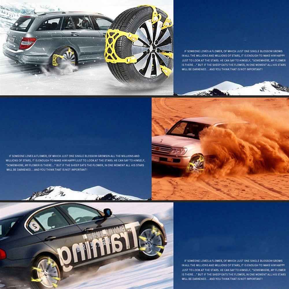 Emergency Tire Snow Chain TPU Anti-skid Strap Vehicle Off-Road Safe Car Wheel Tire Wheel Chain - Yellow