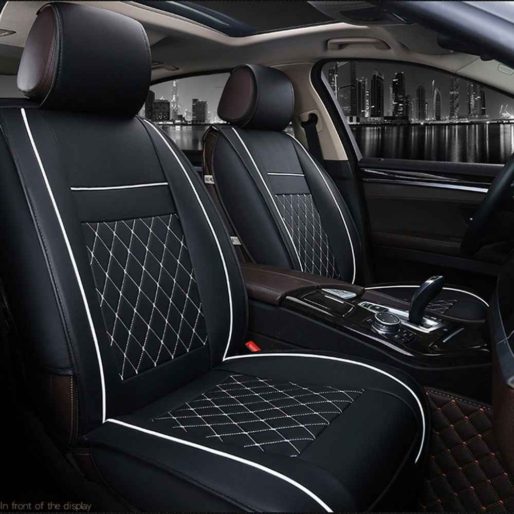 1Pcs All Car Fashion Luxury PU Leather Support Pad Universal Car Seat Cushion - Black/White