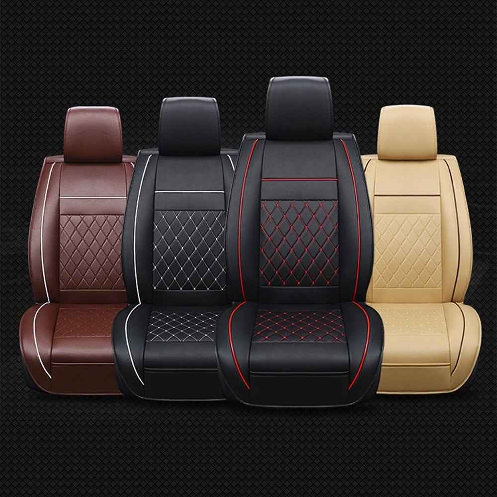 1Pcs All Car Fashion Luxury PU Leather Support Pad Universal Car Seat Cushion - Black/White