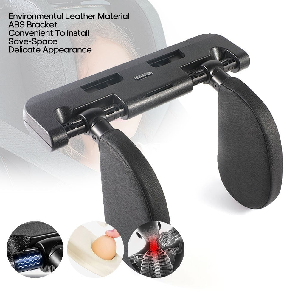 Triaxial Adjustable Car Seat Headrest Pillow Car Neck Head Shoulder Sleep Cushion - Black