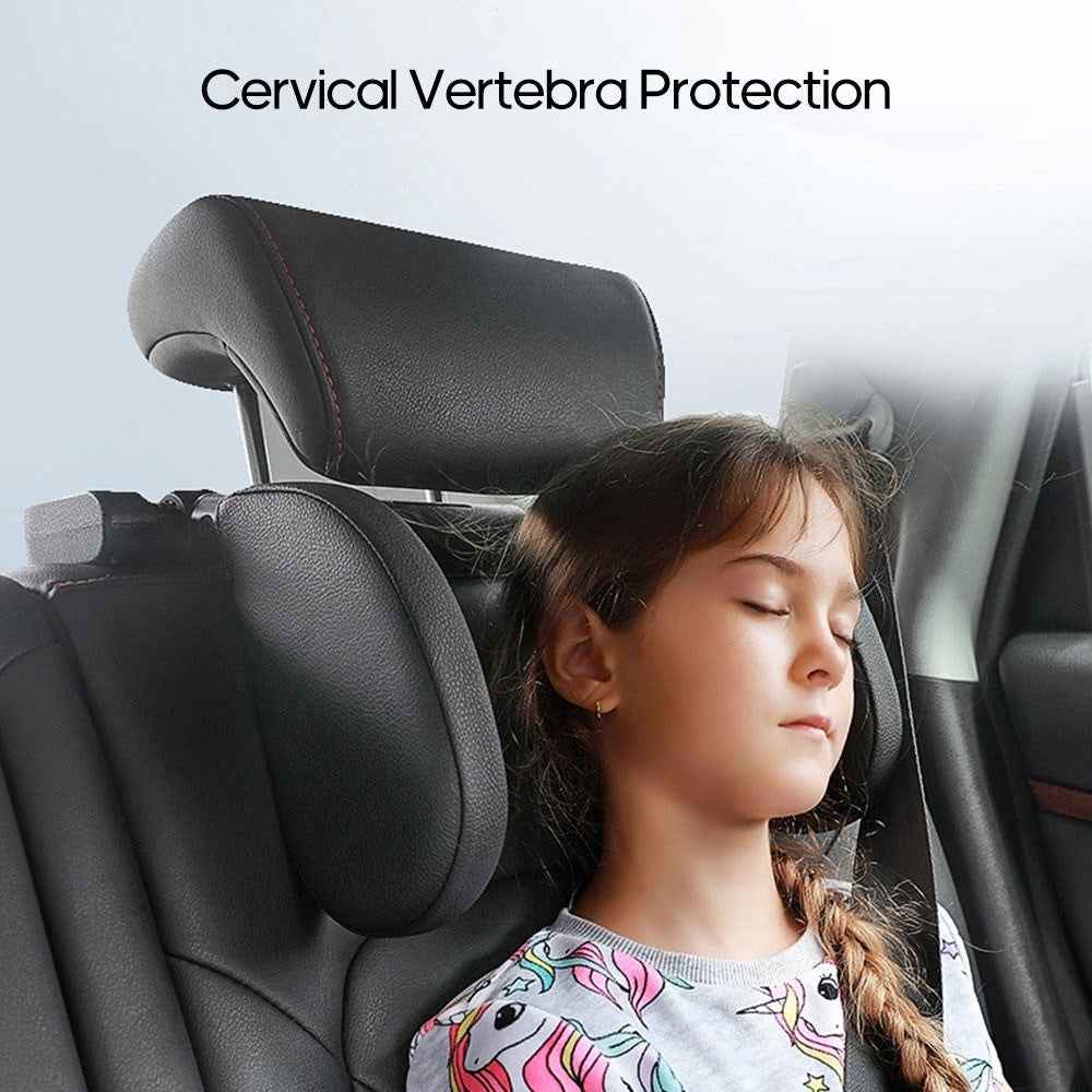 Triaxial Adjustable Car Seat Headrest Pillow Car Neck Head Shoulder Sleep Cushion - Black