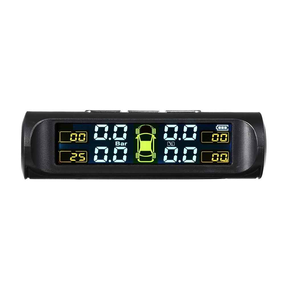 Solar TPMS Wireless Car Tire Pressure Monitoring System with 4 External Sensors