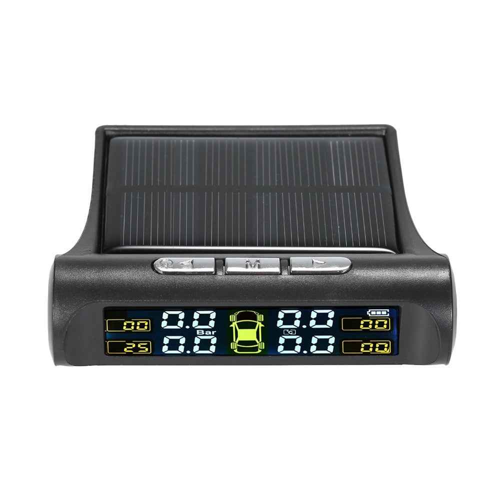 Solar TPMS Wireless Car Tire Pressure Monitoring System with 4 External Sensors