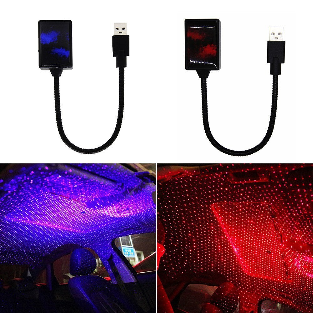Auto Roof Ceiling Decoration Atmosphere Lamp Colourful LED Star Night Lights Projector for Car Home Party - Blue