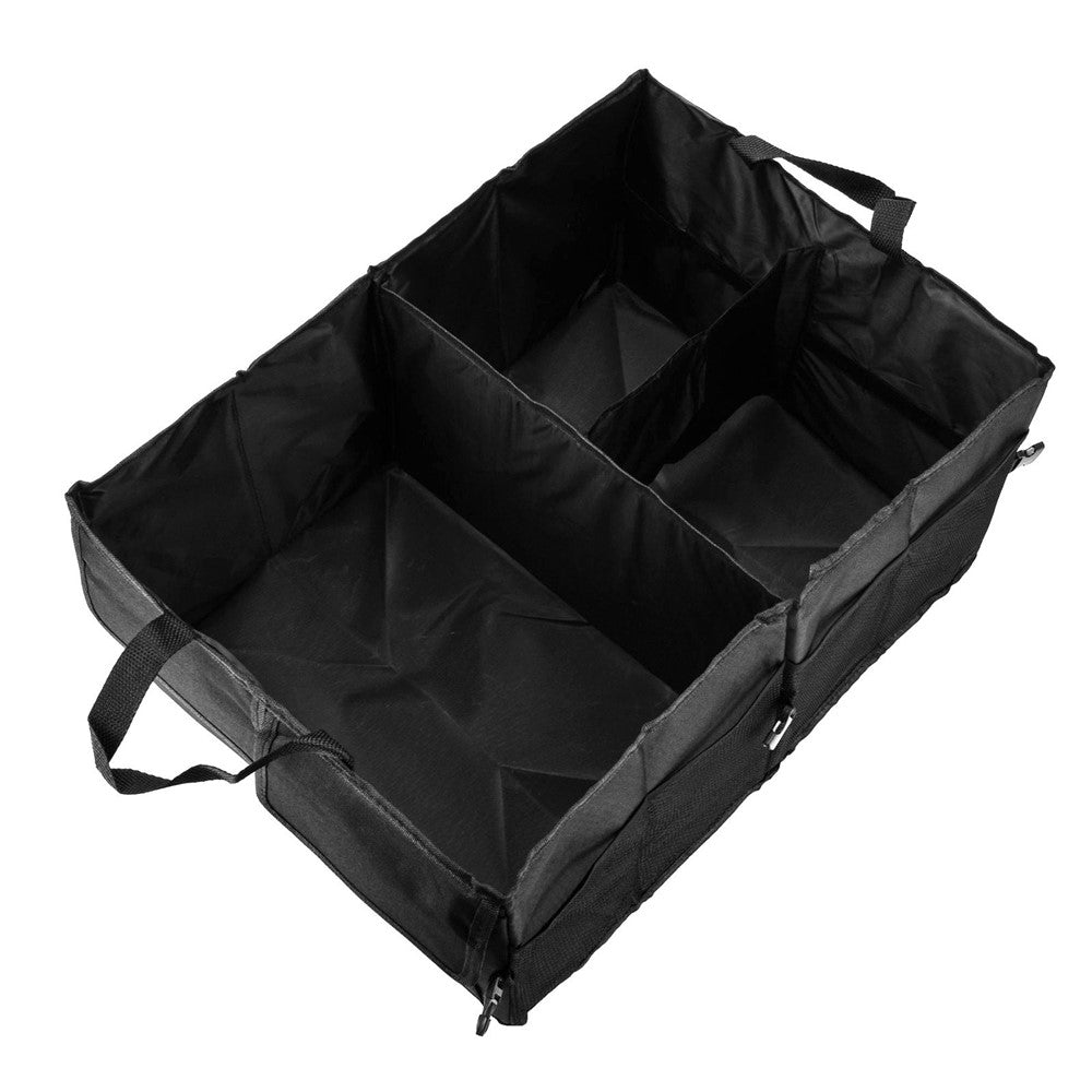 Foldable Portable Car Trunk Storage Bag Multi Compartments Large Capacity Oxford Cloth Storage Case Organizer for Camping Outing Traveling