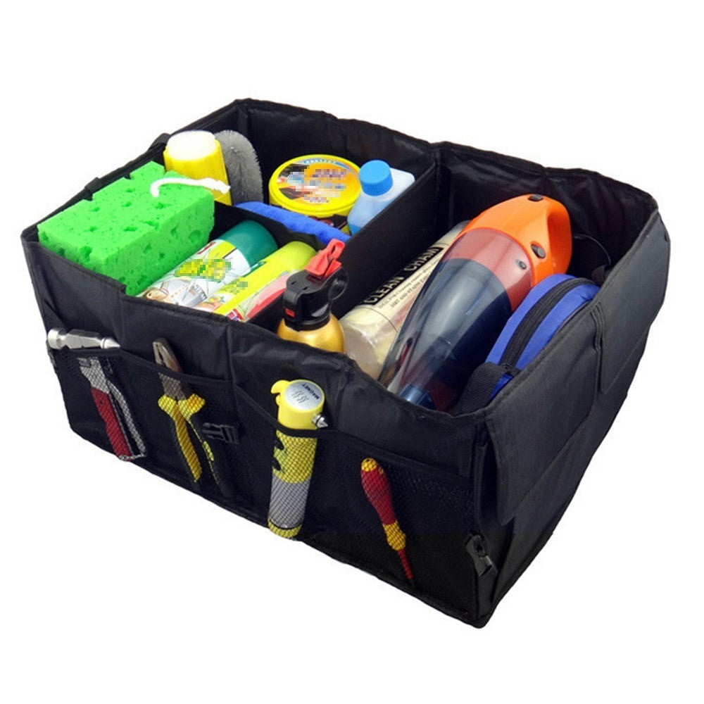 Foldable Portable Car Trunk Storage Bag Multi Compartments Large Capacity Oxford Cloth Storage Case Organizer for Camping Outing Traveling