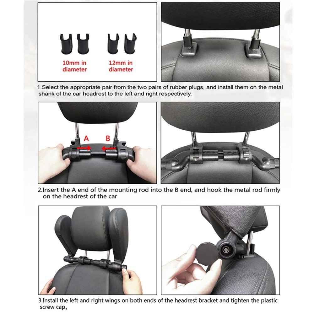 Car Sleeping Headrest Pillow Head Neck Support Soft Car Seat Headrest Cushion U Shaped 360 Degree Adjustable Car Neck Pillow for Kids and Adults