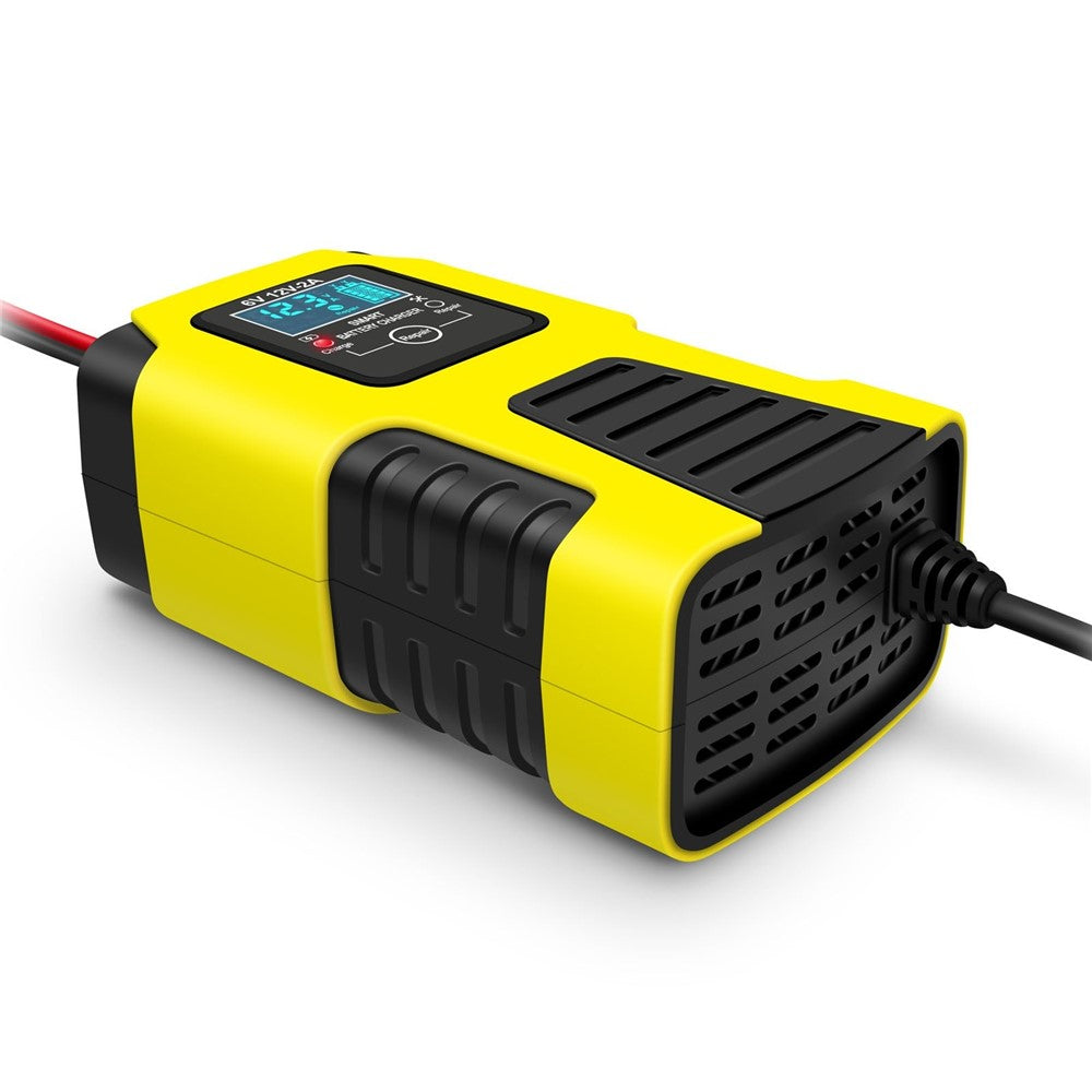 Motorcycle Smart Battery Charger 6V/2A 12V/2A Automatic Trickle Battery Charger Battery Maintainer Battery Desulfator - EU Plug/Yellow