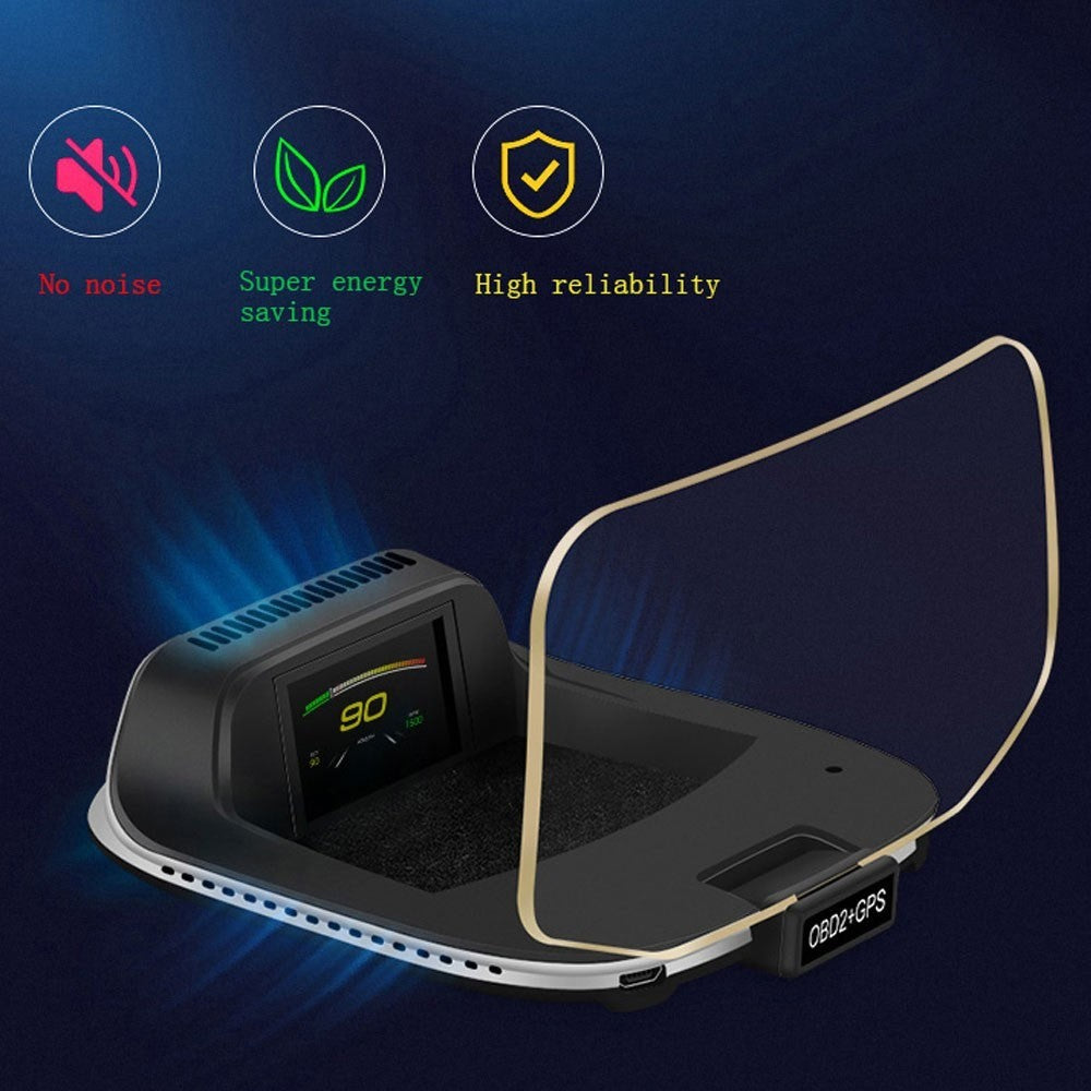 Car HUD Head Up Display Digital OBD2 GPS Interface Smart Speedometer with Over Speed Warning, Mileage Measurement, Time, Direction, Altitude
