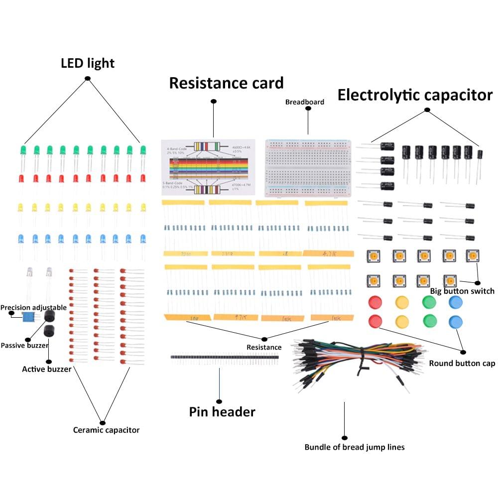DIY Electronics Component Starter Kit Breadboard Set with