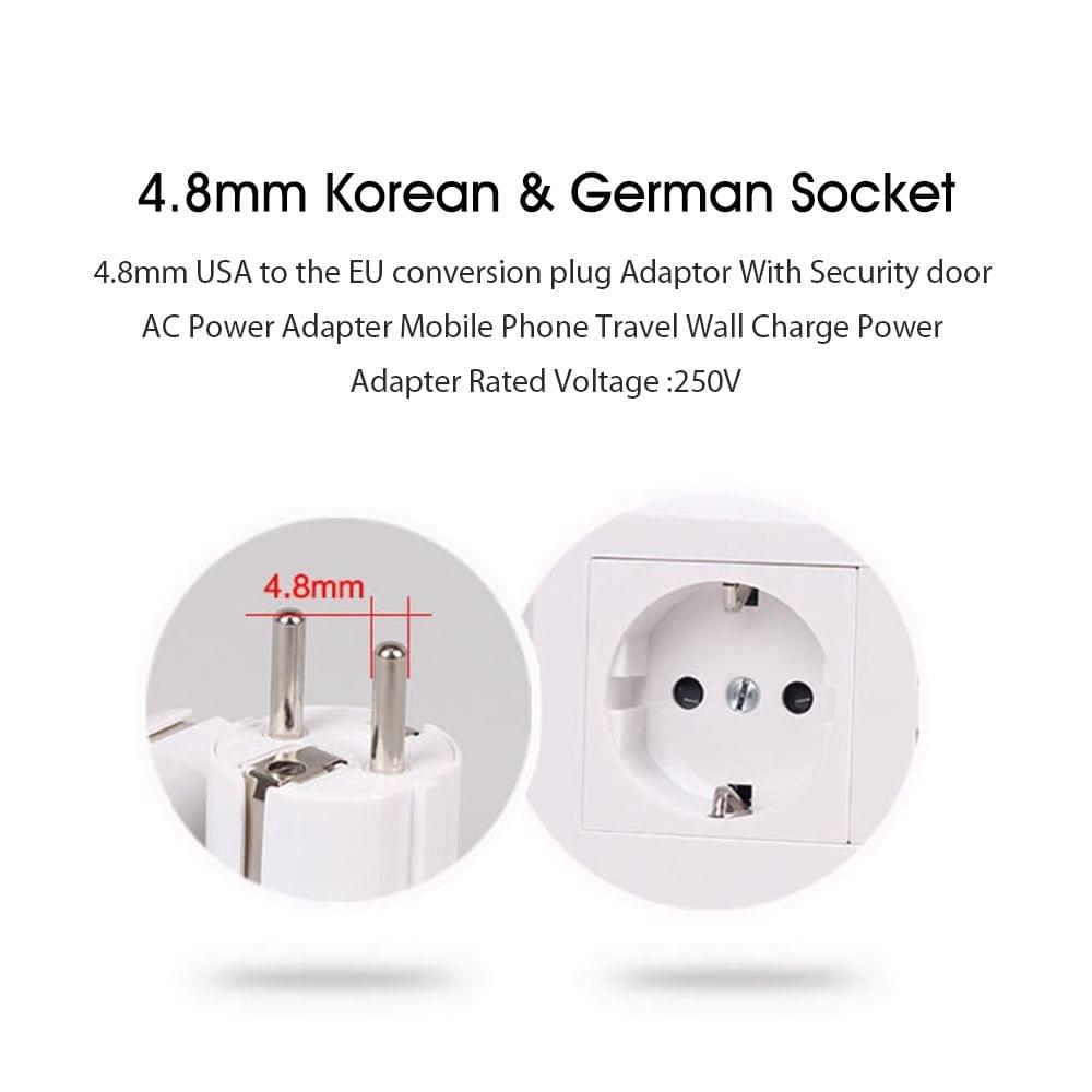 4.8mm Converter Korea KC EU Standard Adapter 250V 10A Max