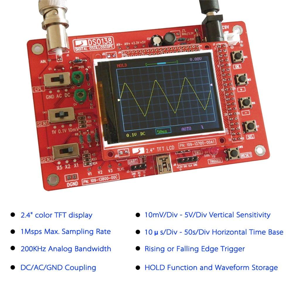 DSO138 2.4" TFT Handheld Pocket-size Digital Oscilloscope