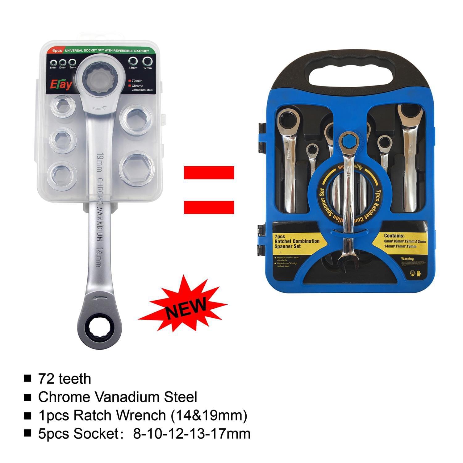 Multi-Function Ratchet Set Mechanic Universal Socket Set 7