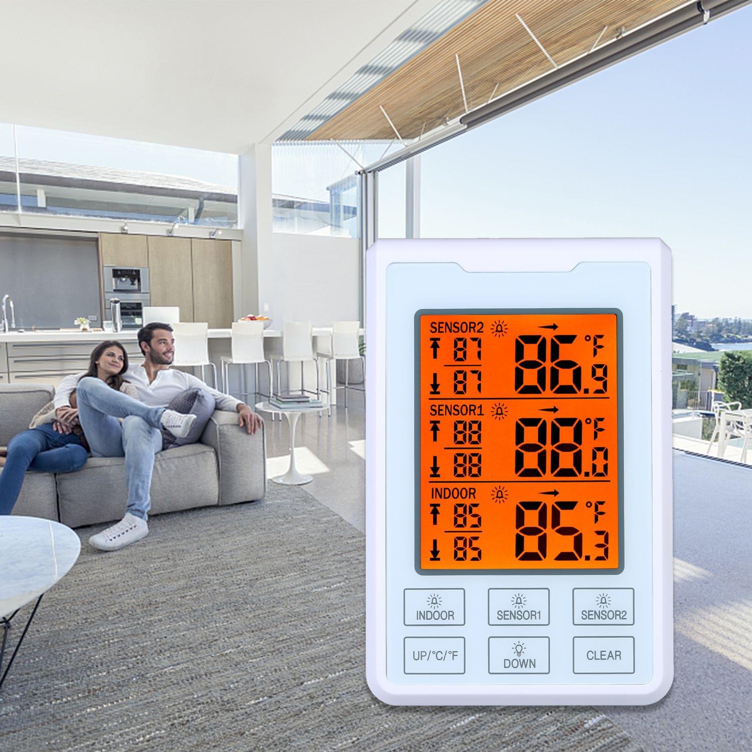 Wireless Indoor Outdoor Temperature Meter 3-channel LCD