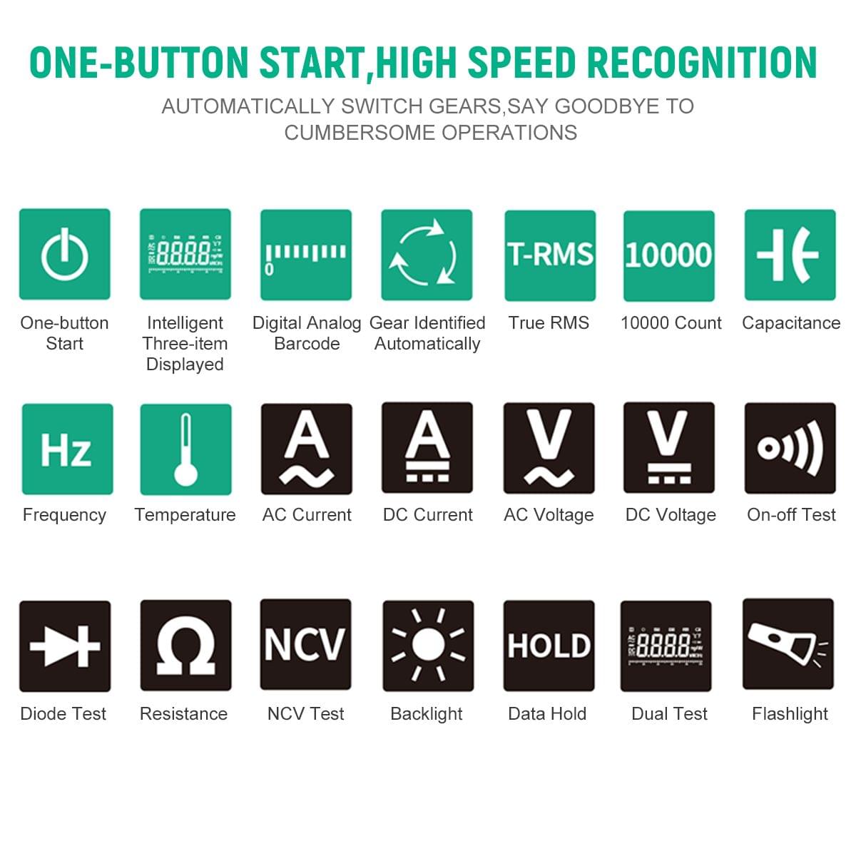 FUYI Digital Multimeter 9999 Count Intelligent Automatic