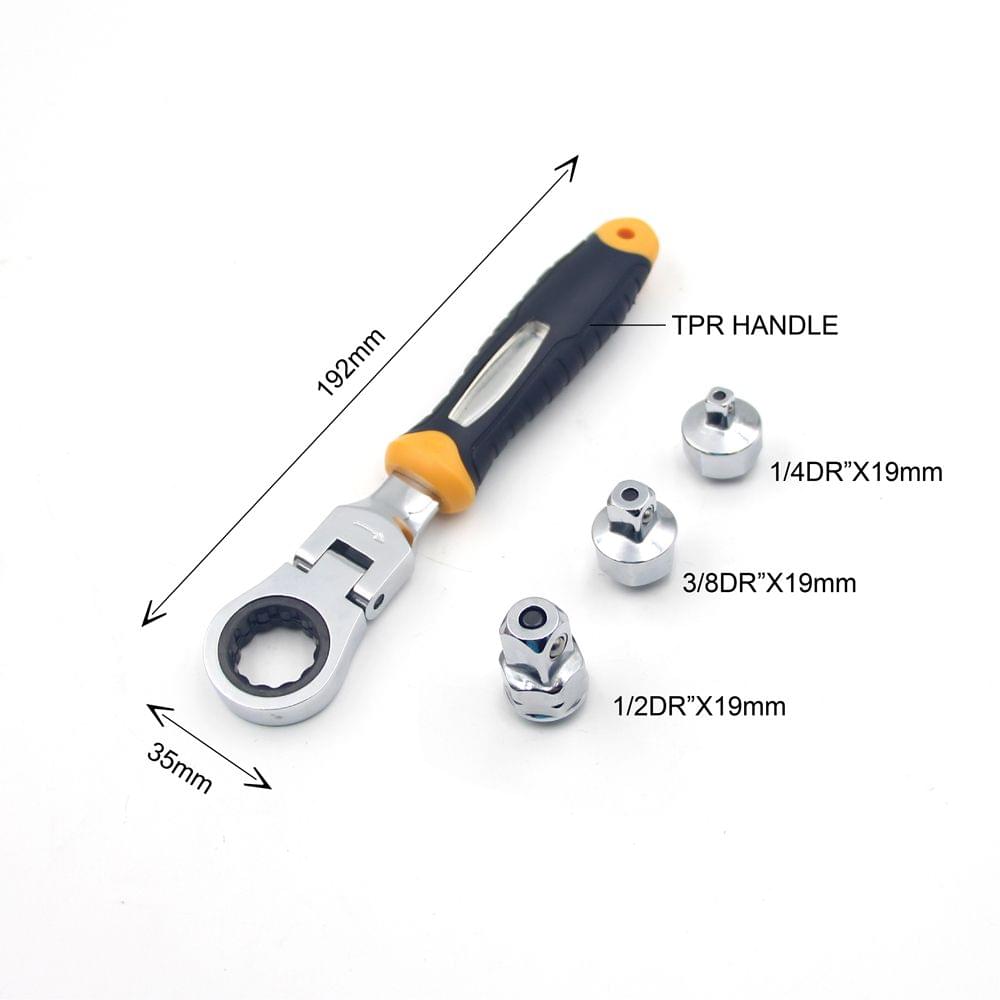 3-in-1 180 Degree Ratchet Wrench Quick Sleeve Connector Flip