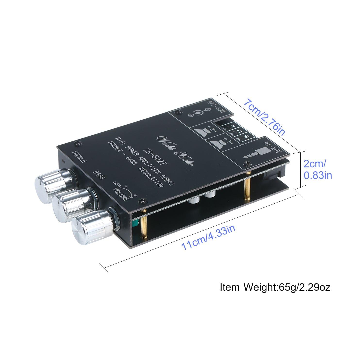 HIFI Power Amplifier Board Module 50Wx2 AUX and BT5.0 Audio - ZK-502T