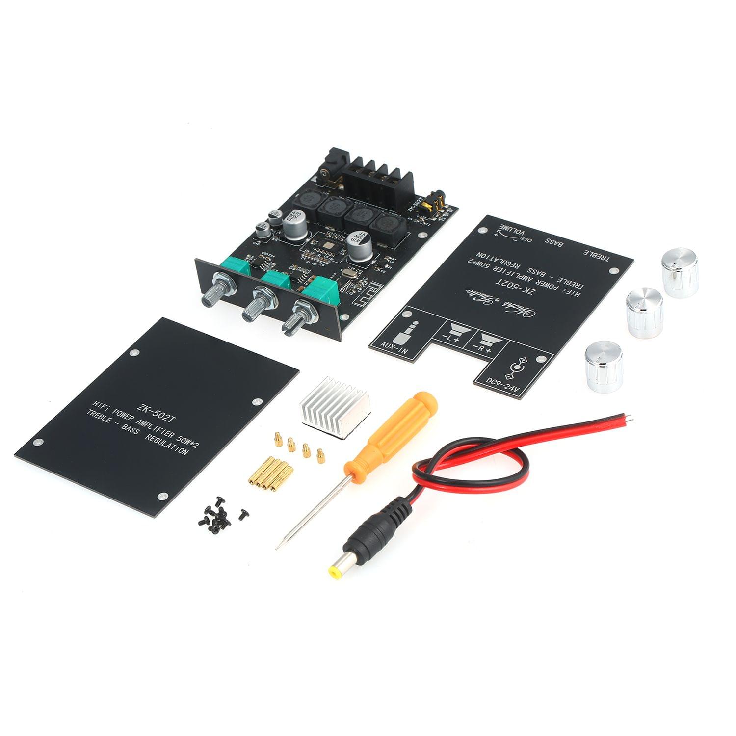 HIFI Power Amplifier Board Module 50Wx2 AUX and BT5.0 Audio - ZK-502T