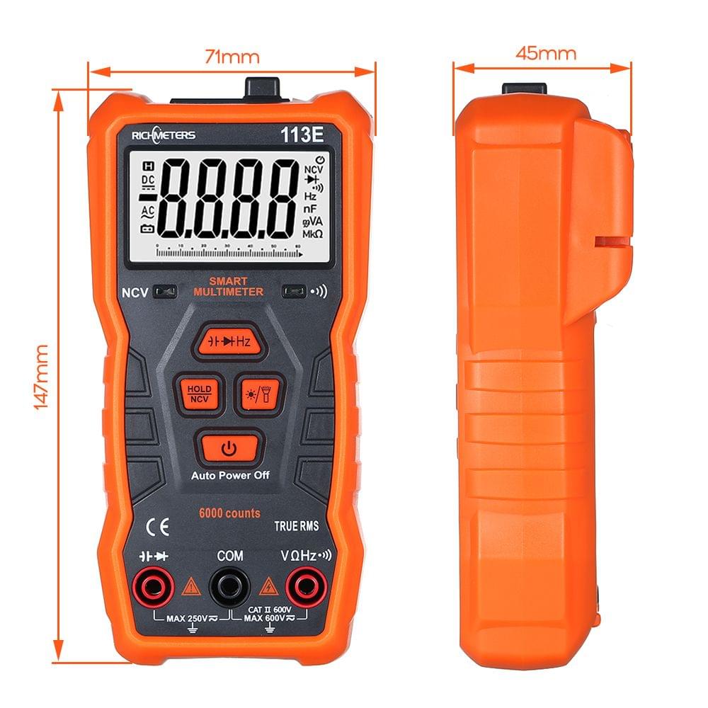 Richmeters RM113E NCV Digital Multimeter 6000 Counts Auto