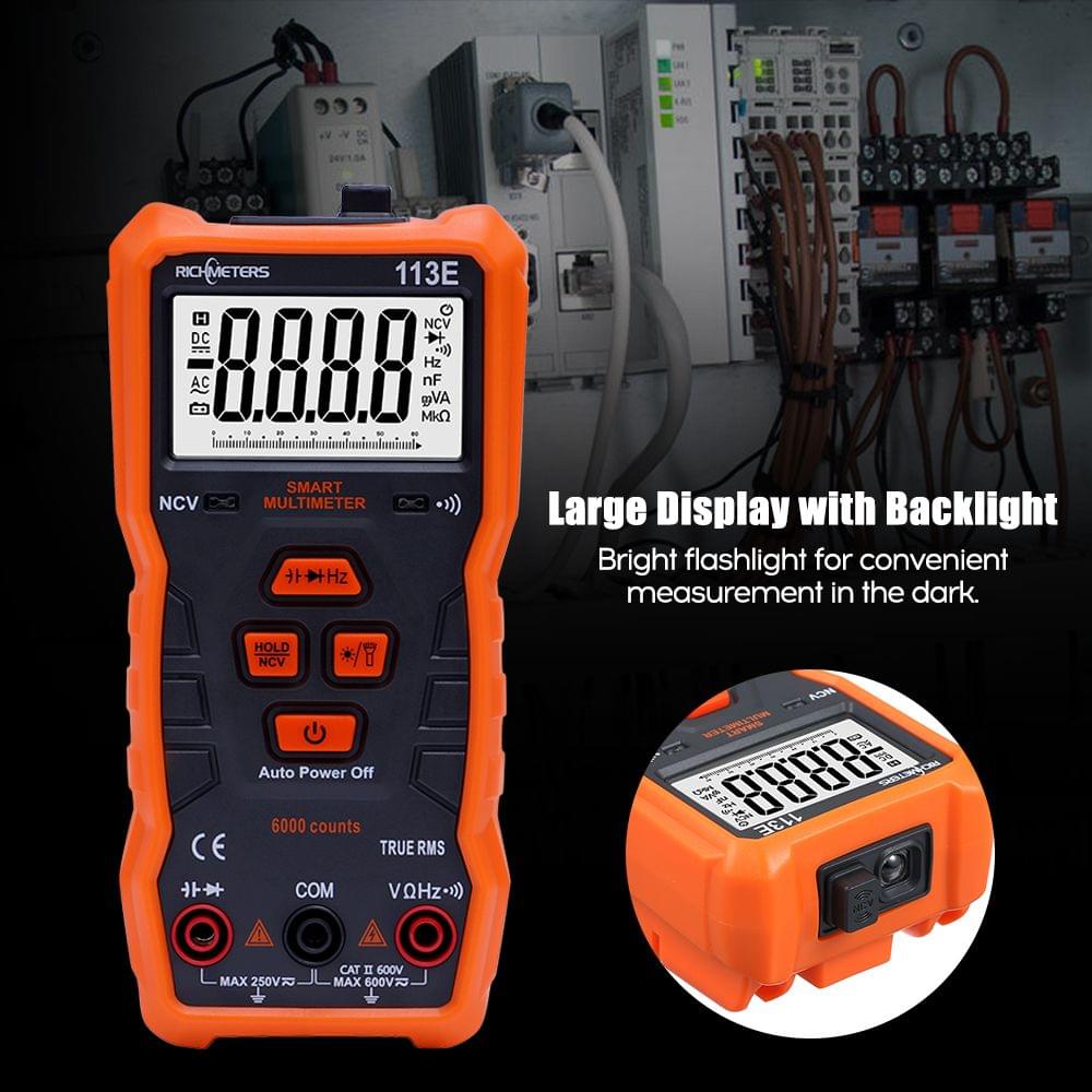 Richmeters RM113E NCV Digital Multimeter 6000 Counts Auto